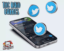 a phone with a twitter icon on it and the words the road comics above it