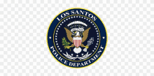 the logo for the los santos police department is shown