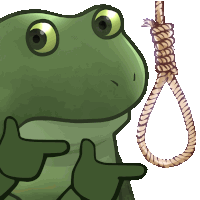 a frog is holding a noose and giving a thumbs up sign