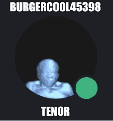 a picture of a man in a circle with the words burgercool45398 tenor on it