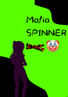 a mafia spinner advertisement with a silhouette of a girl