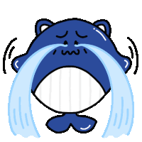 a cartoon whale is crying with tears coming out of it 's mouth