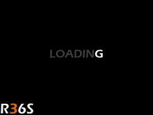 a black screen with the word loading in white letters