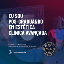 a woman wearing a virtual reality headset with the words eu sou pos-graduando em estetica clinica avançada