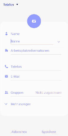 a screenshot of a phone with the name name and e-mail fields filled in