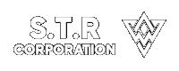 a logo for s.t.r corporation with a triangle on it