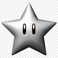 a silver star with two eyes on it on a transparent background