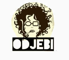 a drawing of a woman with glasses and the word odjebi below it