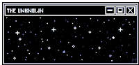 a pixel art of a starry night sky with the words the unknown