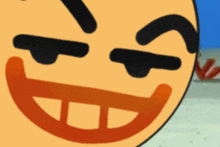 a close up of a cartoon face with a big smile on it