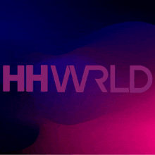 the word hhwrld is written in pink on a purple background