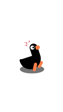 a black duck with orange legs and feet is sitting on a white background