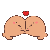 two cartoon animals kissing with a heart above them