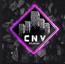 a logo for cnv roleplay is displayed on a rocky background