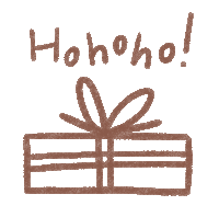 a drawing of a gift box with the words hohoho written on it