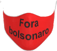 a red face mask with the words fora bolsonaro on it