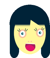 an illustration of a woman 's face with a surprised expression