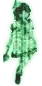 a blurry picture of a person wearing a green plaid jacket and hat .
