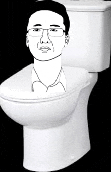 a drawing of a man sitting in a toilet bowl