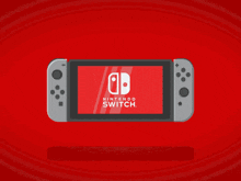 a nintendo switch with a red background