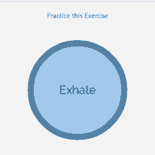 a blue circle with the word exhale in the center