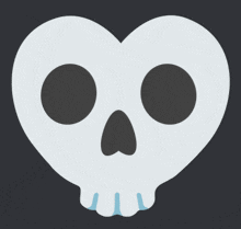 a heart shaped skull with two eyes and a toothless mouth