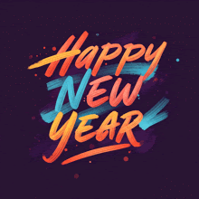 a purple background with the words happy new year