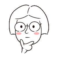 a cartoon drawing of a girl with glasses and a hand on her chin