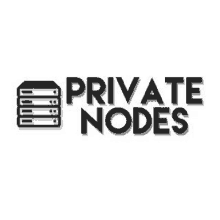 the logo for private nodes is a black and white logo with a server icon .