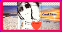 a picture of a woman on a beach with the name ornek metin on the bottom