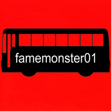 a black bus with famemonster01 written on it