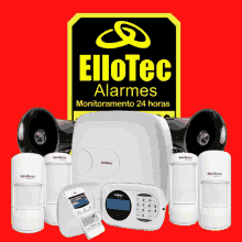 a sign that says ellotec alarmes monitoramento 24 horas