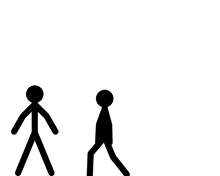 two stick figures are standing next to each other