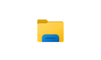 an icon of a yellow folder with a blue border