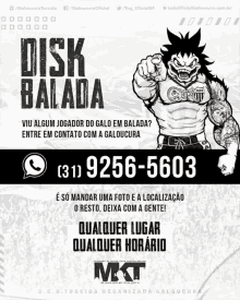 an advertisement for disk balada has a picture of a cartoon character pointing