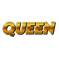 the word queen is written in gold letters