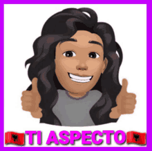 a cartoon of a woman giving a thumbs up with the words ti aspecto written below her