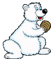 a cartoon polar bear is holding a basketball in its paws