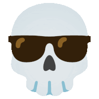 a skull is wearing sunglasses and has a heart on its nose