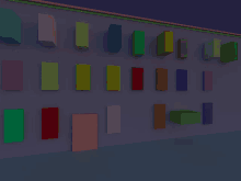 a wall with a lot of different colored blocks on it