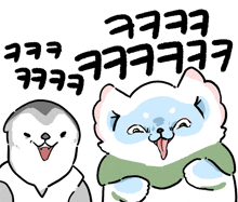 a drawing of a penguin and a cat with the words eeeeeeeeeeee