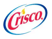 a red and blue logo for crisco with a yellow flame in the middle