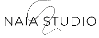 the logo for naia studio is black and white