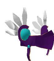 a 3d model of a purple and silver winged item