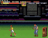 a video game screen shows a man fighting another man with the number 97 in the upper right corner