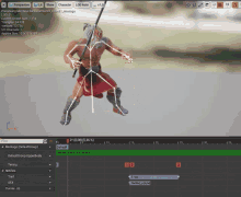 a 3d model of a man with a sword is being displayed in a computer screen