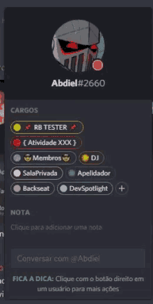 a screenshot of abdiel # 2660 's profile on discord