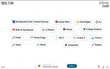 a screenshot of neal fun infinite craft showing various artists