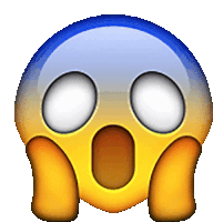 a yellow and blue emoji with a surprised expression on its face