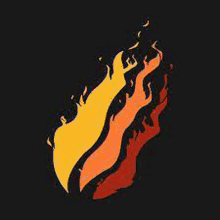 a yellow and red fire flame on a black background